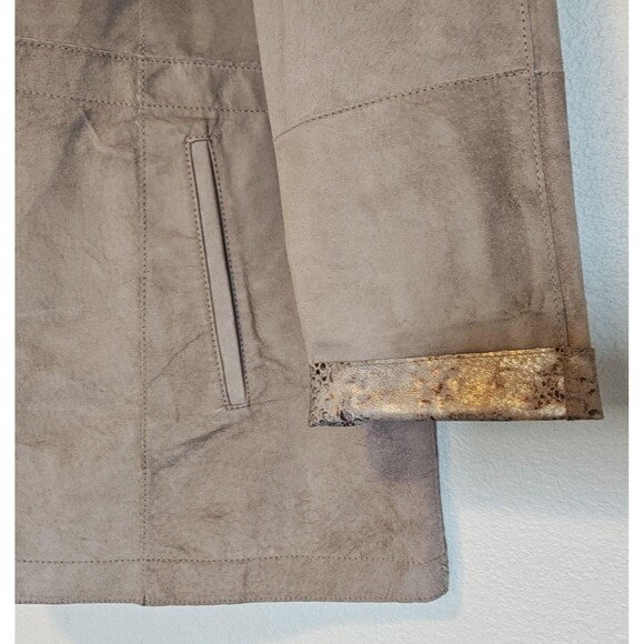 Chicos Jacket Womens Large Metallic Snakeskin Leather Reversible Coat Chic - Picture 10 of 13